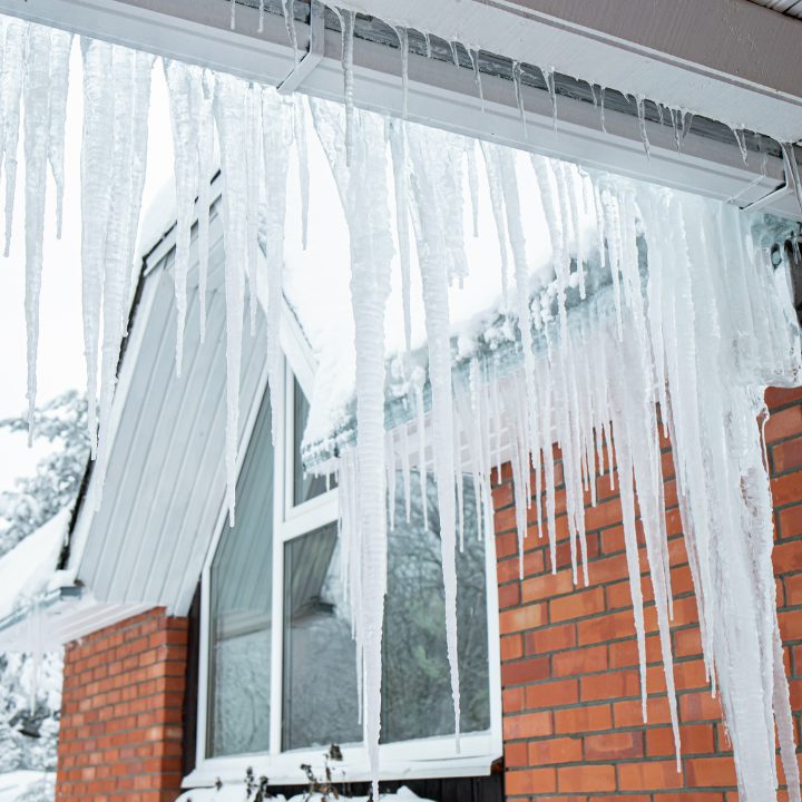 Clear snow from gutters to prevent icicles