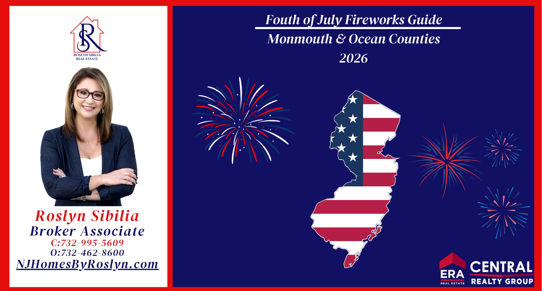Colorful Fourth of July fireworks lighting up the Jersey Shore over the beach with families celebrating Independence Day in Monmouth and Ocean Counties, New Jersey.