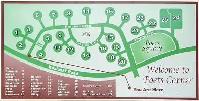 Map of Poets Corner neighborhood streets in Freehold Township NJ highlighting local real estate expertise by listing agent Roslyn Sibilia